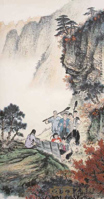 魏紫熙 山水人物 镜心 176×95cm